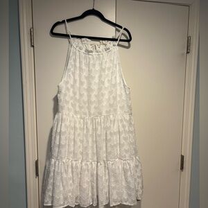 Lined White tiered Dress